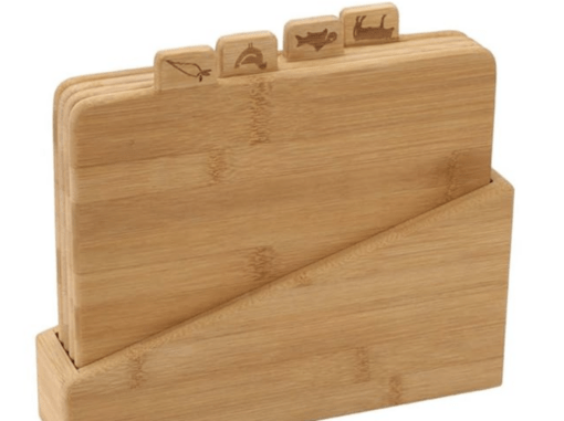 Bergner Wooden Chopping Board Set of 4 with Stand